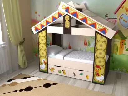 Детская кровать СлавМебель Теремок с ящиками